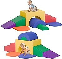 MU 7-Piece Soft Foam Climbing Blocks for Toddlers - Safe PU Leather Indoor Outdoor Gym Toys for Motor Skills Development