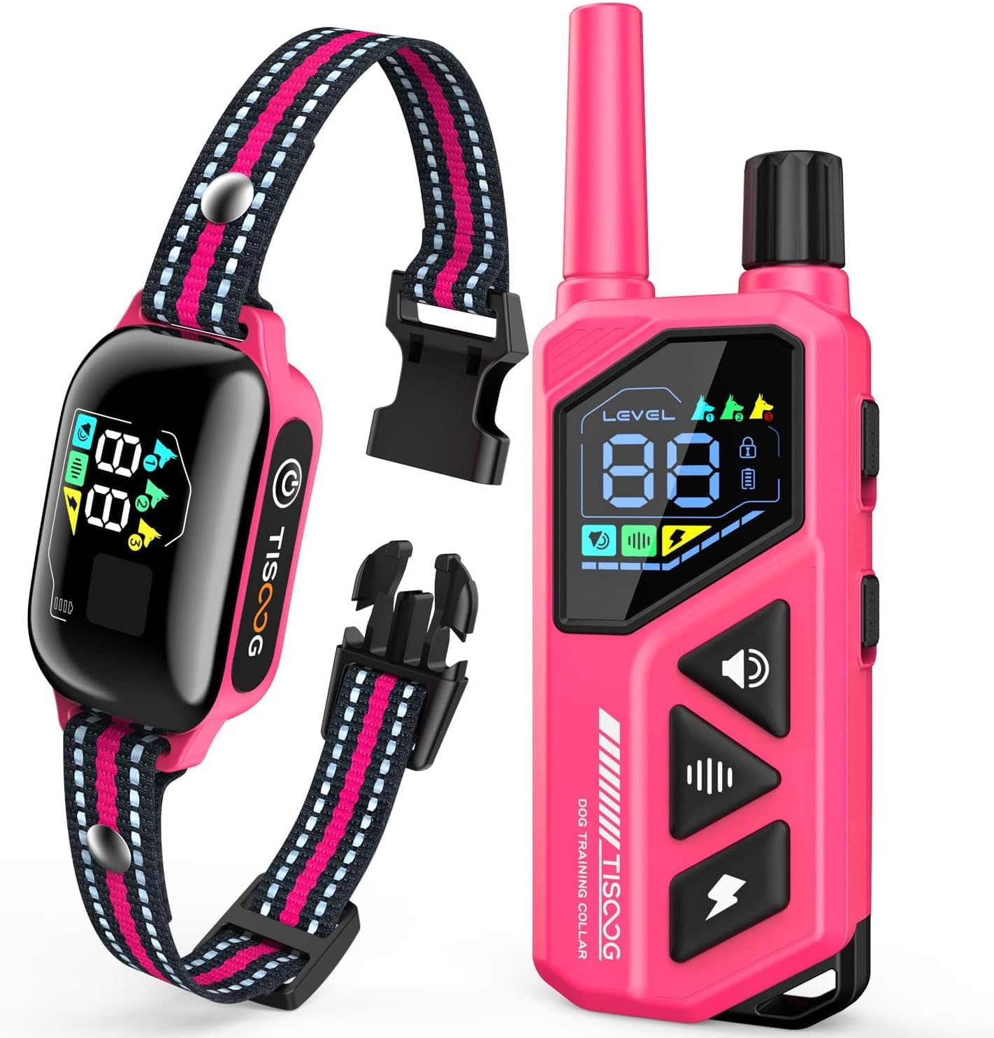 Dog Training Collar with Remote - 3300ft Long Range, IPX7 Waterproof, Rechargeable E-Collar with 4 Training Modes & Security Lock for Small, Medium and Large Dogs (Hot Pink)