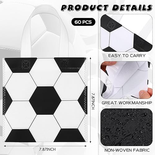Miniatura 2 de Aliceset 60 bolsas no tejidas para fiestas deportivas con asas, de 7.87 x 7.87 pulgadas, para fútbol, béisbol, baloncesto, fútbol, softbol,