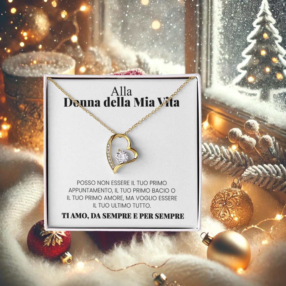 Luna Jewel Collana colore oro o argento, cuore, idea regalo fidanzata, ragazza, moglie, con cofanetto led e messaggio, ciondolo donna, gioielli, compleanno san valentino