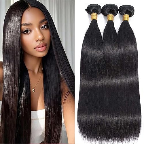 Human Hair Bundles 20 22 24 Inch Straight Bundles Human Hair Extensions 12A Brazilian Virgin 100% Unprocessed Straight Hair 3 Bundles Human Hair Natural Color