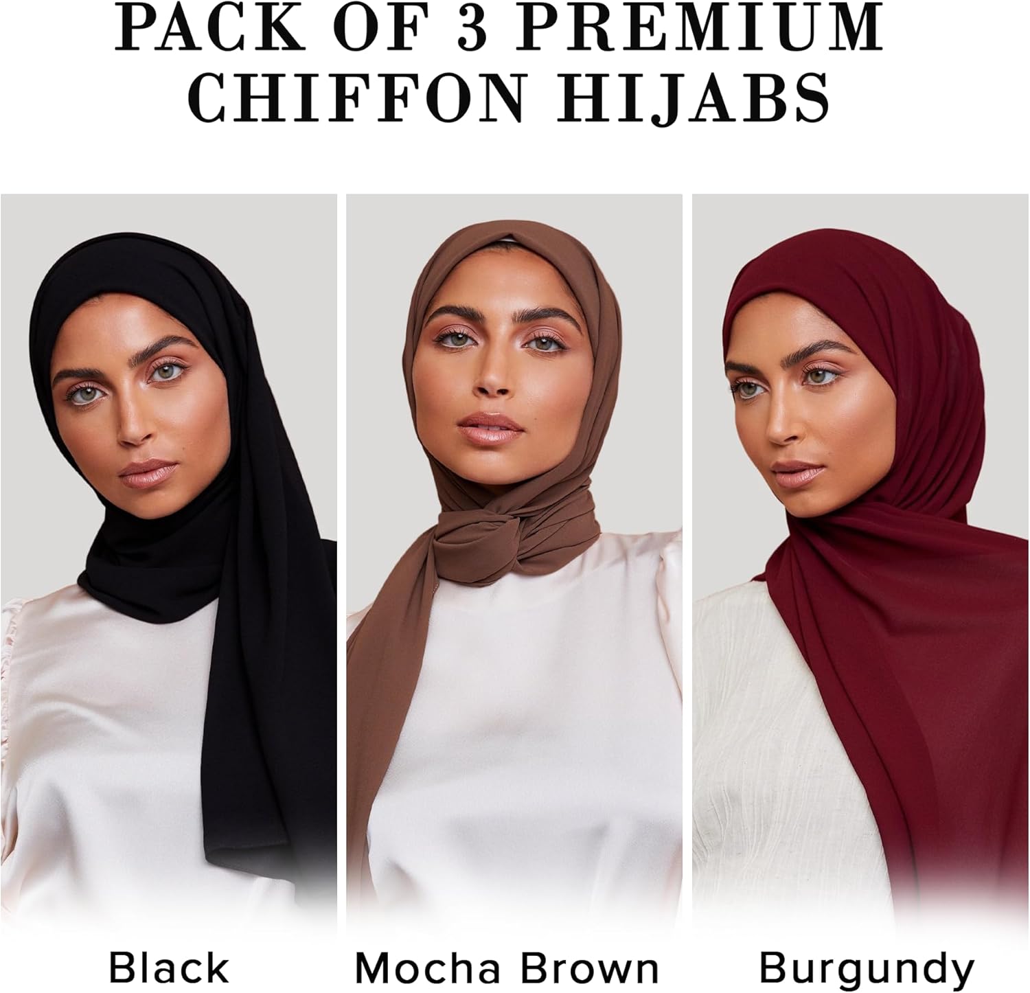 VOILE CHIC Non-Slip Premium Chiffon Hijab Scarf for Women - Lightweight Head Scarf Wrap for Full Coverage and All Day Comfort