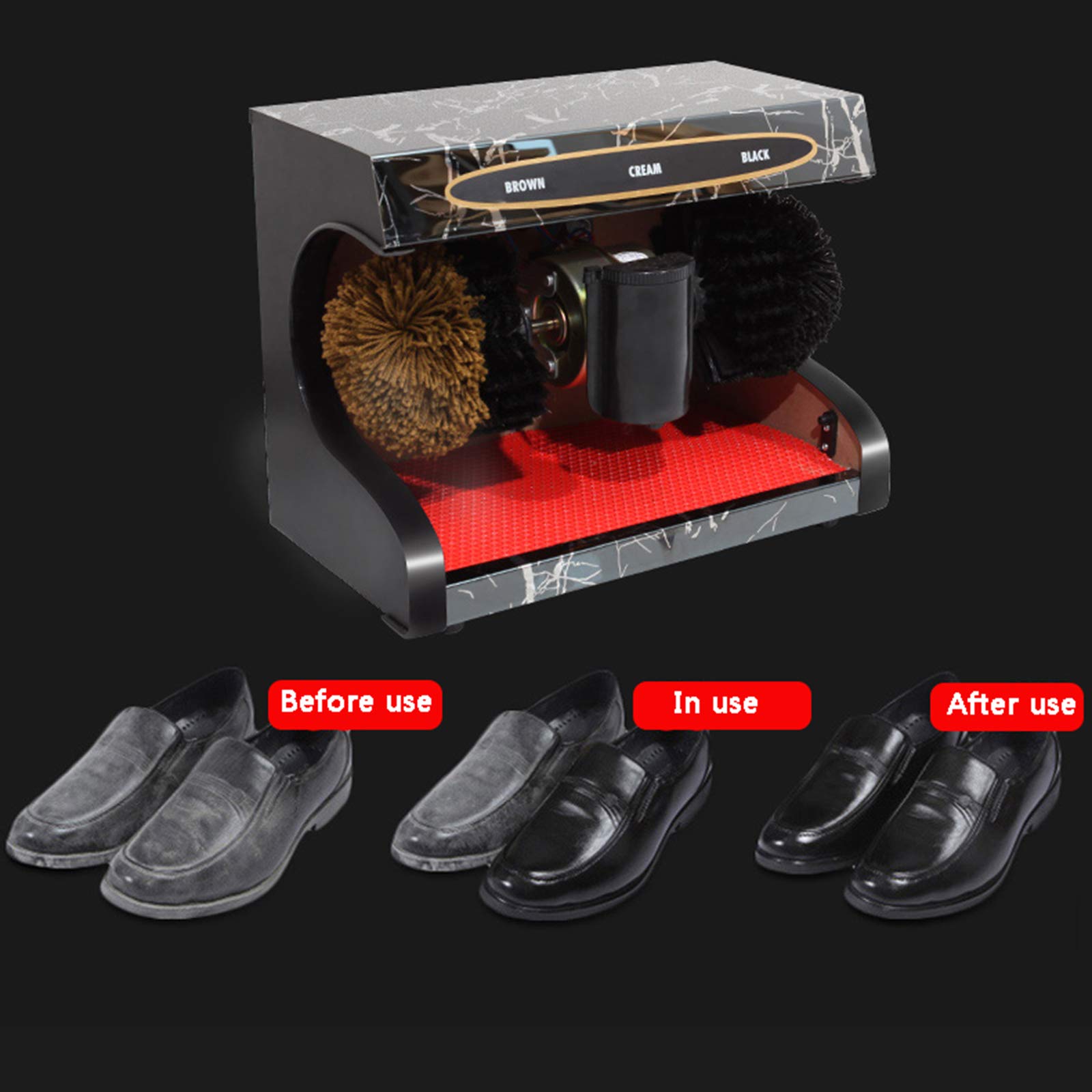 Lucidatore Di Scarpe Induzione Automatica, Famiglia Lucidatore Di Scarpe, Scarpe Spazzola Elettrica, Macchina Automatica Di Pulizia Scarpe, Adatto Per Alberghi, Centri Commerciali, Case, Bank,Nero
