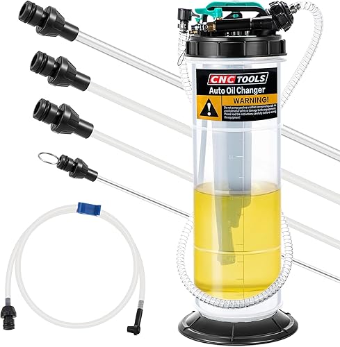 Estune Extractor de líquido neumático manual de 2 galones/7.5 L, bomba extractora de aceite automotriz, cambiador de vacío de aceite con 5 mangueras