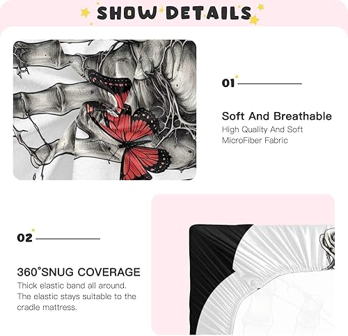 Miniatura 5 de Fitted Crib Sheets Skeleton Hand Butterfly Baby Crib Sheets for Boy & Girl Toddler Mattress Sheets 21216126