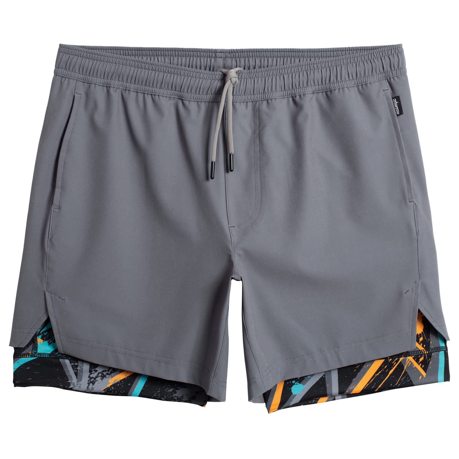 maamgic Mens Workout Shorts 2 in 1 Stretch 5 Gym Shorts Running Shorts with Compression Liner Zip Pocket