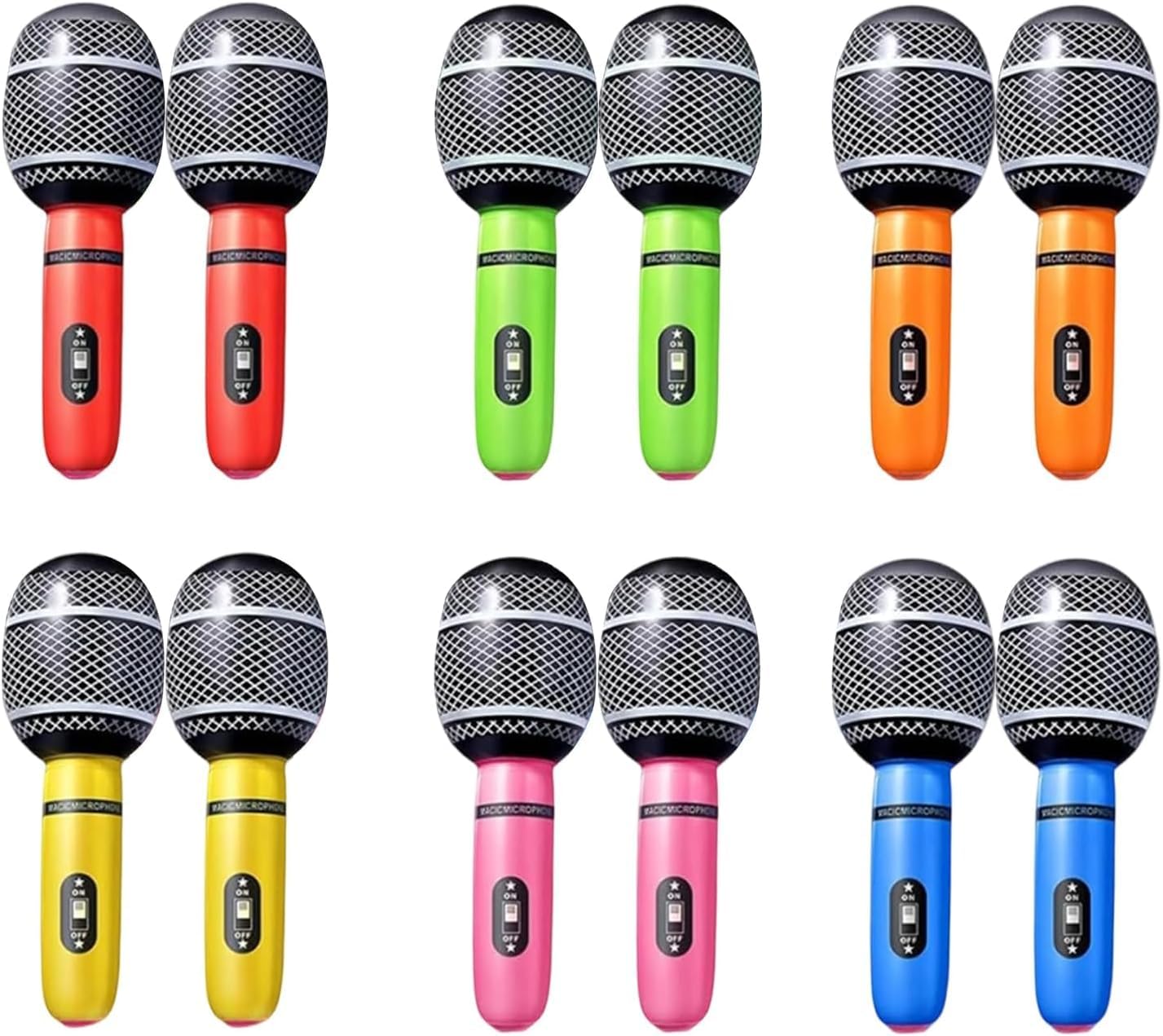 12 PCS Inflatable Microphone Props, ABBA Accessories, Party Eurovision Decorations, Blow-Up Prop Accessory Set for Stage Performances and Photo Booths