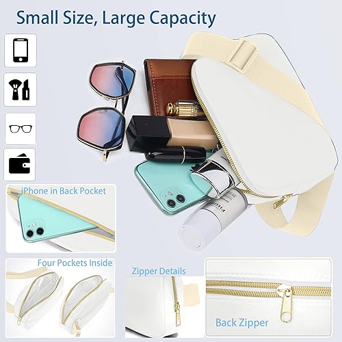 Miniatura 3 de TSINTOHU Riñonera cruzada con cinturón ajustable para mujeres y hombres, riñonera impermeable a la moda, correa ajustable para correr, caminar,