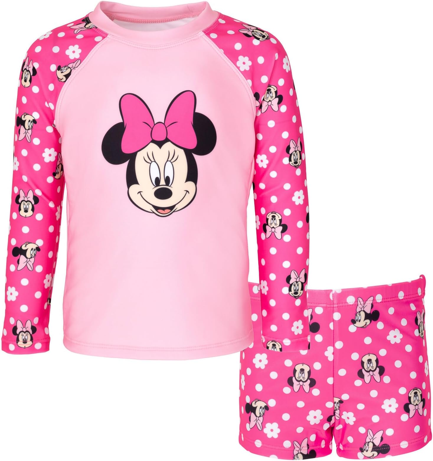 Minnie Mouse UPF 50+ Rash Guard and Swim Shorts Swimsuit Set Infant to Big Kid