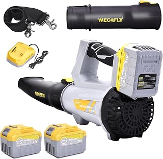 WeGofly 500 CFM Cordless Leaf Blower, 2 x 21V 6.0Ah Battery and Charger, Electric Leaf Blowers for Patio Cleaning, Lawn Care, Blowing Leaves and Snow - WEG2108