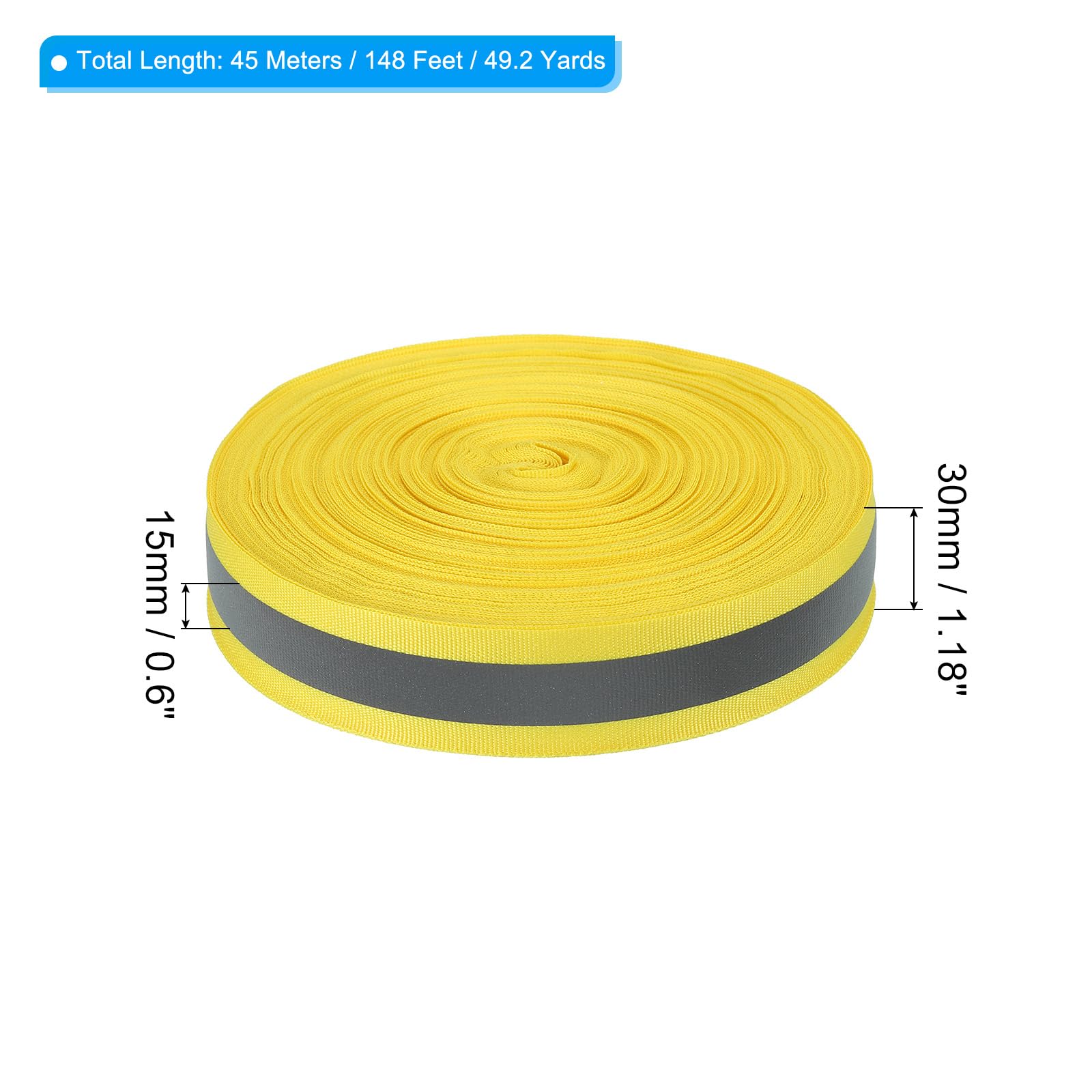 PATIKIL Réfléchissant Bande Bande 30mm x 50Yards Jaune