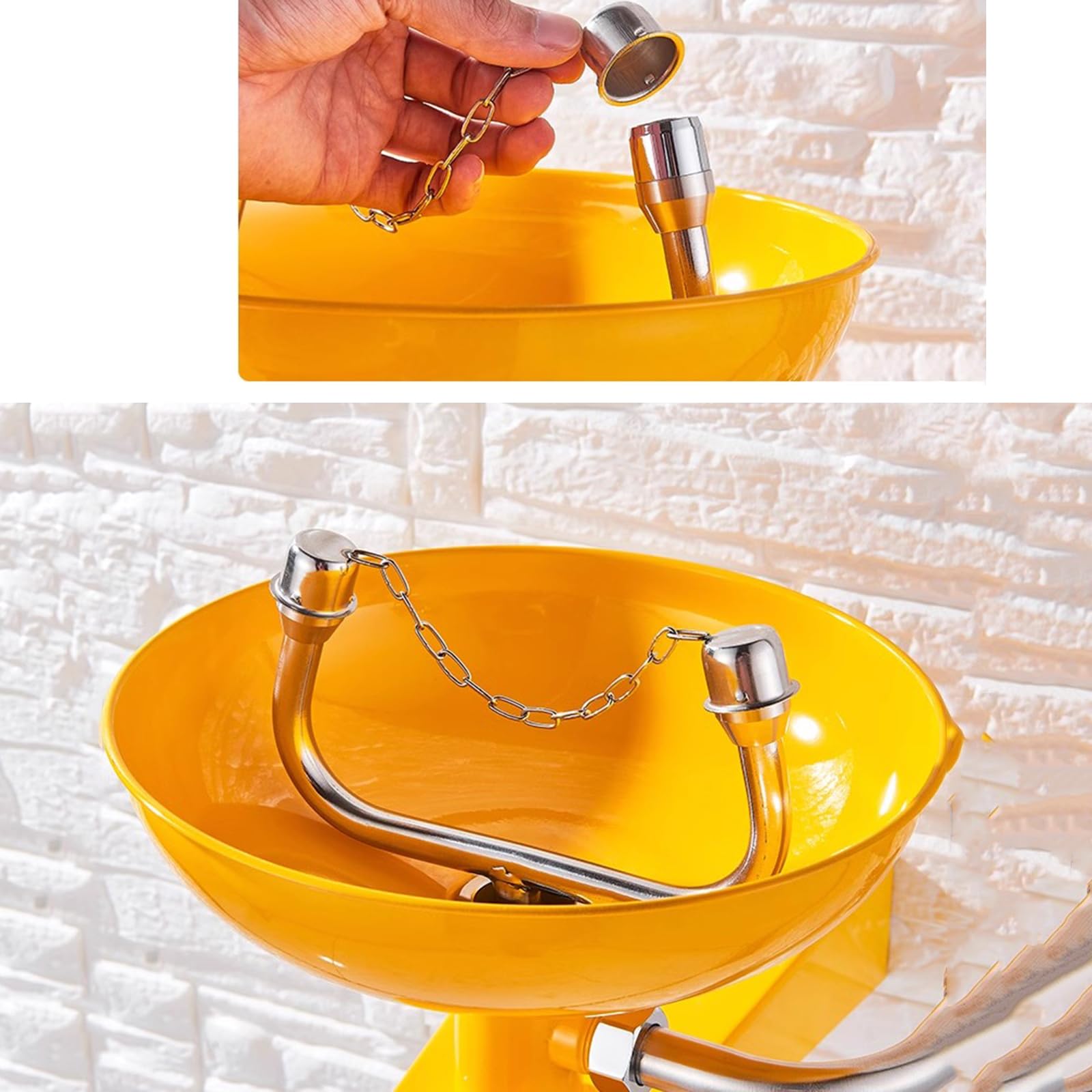 Lavaojos de Pared con Revestimiento, lavaojos de Emergencia con Letrero, estación de Lavado de Ojos de Seguridad, Kit de Primeros Auxilios para Lavado de Ojos, Acero Inoxidable 304