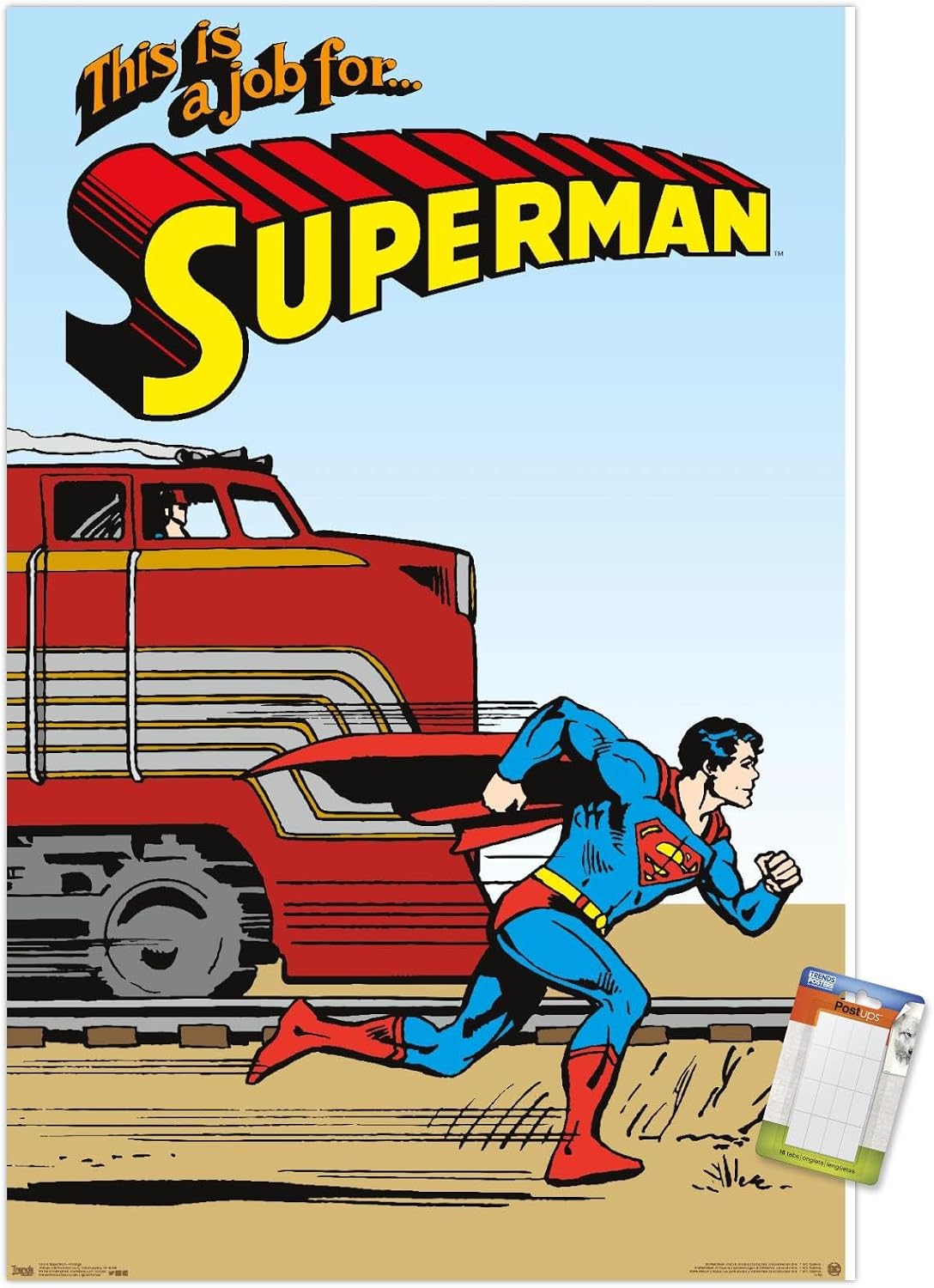 Trends International DC Comics Superman - Vintage Wall Poster, 22.4L x 14.7W, Premium Poster & Mount Bundle