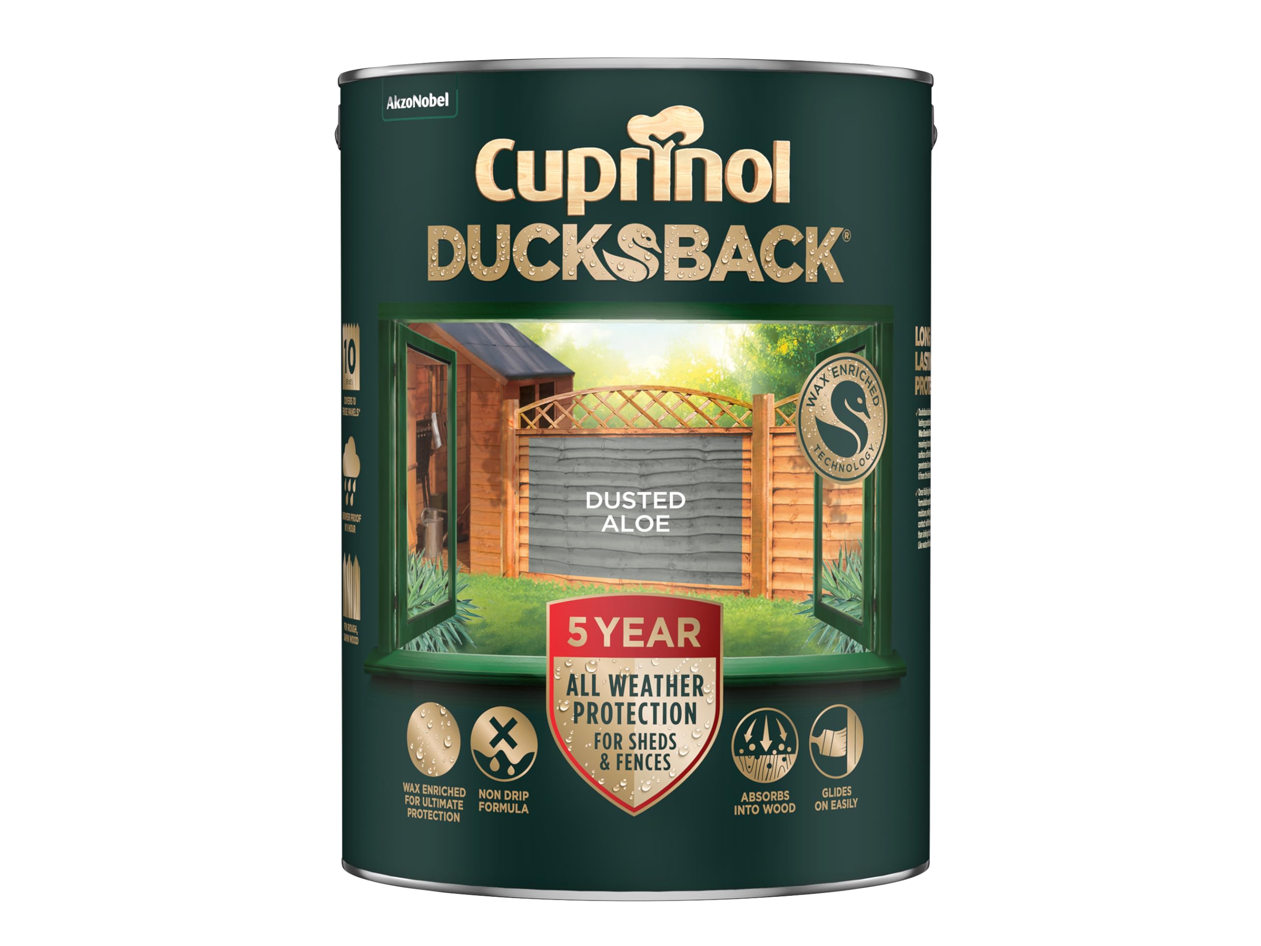 Cuprinol Ducksback Exterior Fence Paint 5L Dusted Aloe
