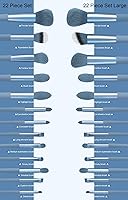 Vista 4 de Juego de 22 brochas de maquillaje, incluye brocha para base, brocha para sombras (azul, 22 piezas)