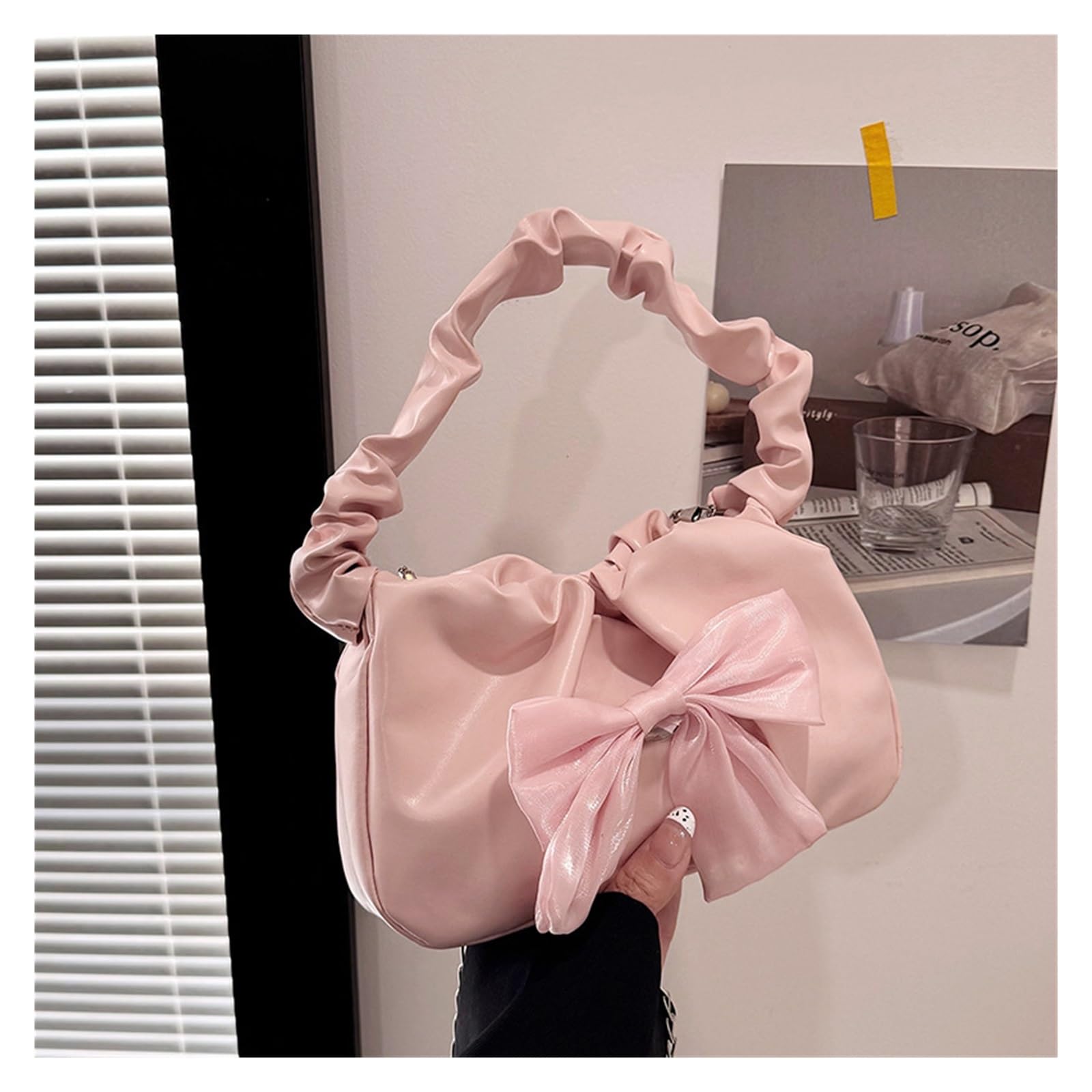 Bolsos De Embrague Florales Bolso dulce con lazo con volantes, cadena for mujer, temperamento moderno, bolso cruzado informal versátil for ir al trabajo