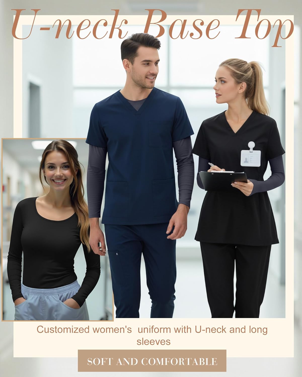 5 Pack Underscrub for Women Long Sleeve Shirts Fitted Scoop Neck Tops Basic Layering Tee Knit Tops for Nurse - Image 6