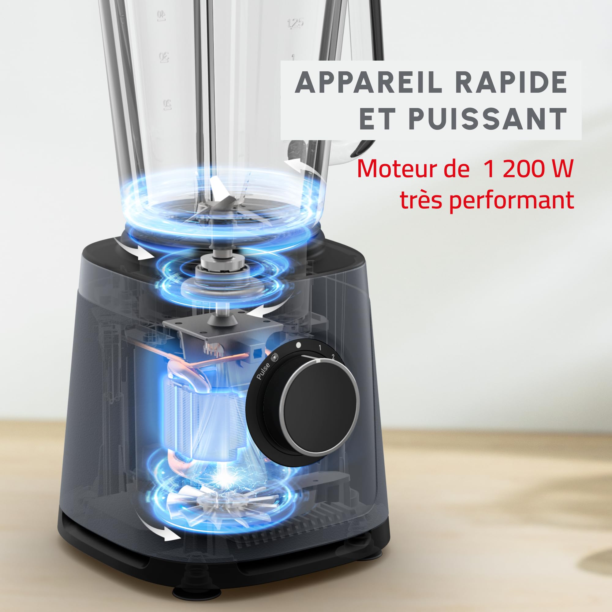 Moulinex PerfectMix Essential LM771BF0 blender o dużej prędkości, 1200 W, technologia z ostrzami Powelix, łatwy w czyszczeniu