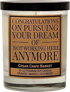 Funny Going Away Gifts for Coworkers, Boss, Women Men - Presents for Best Friend, New Job, Leaving, Retirement, Administrative Assistant, Promotion, Scented Birthday Candle, Soy Wax, Made in The USA