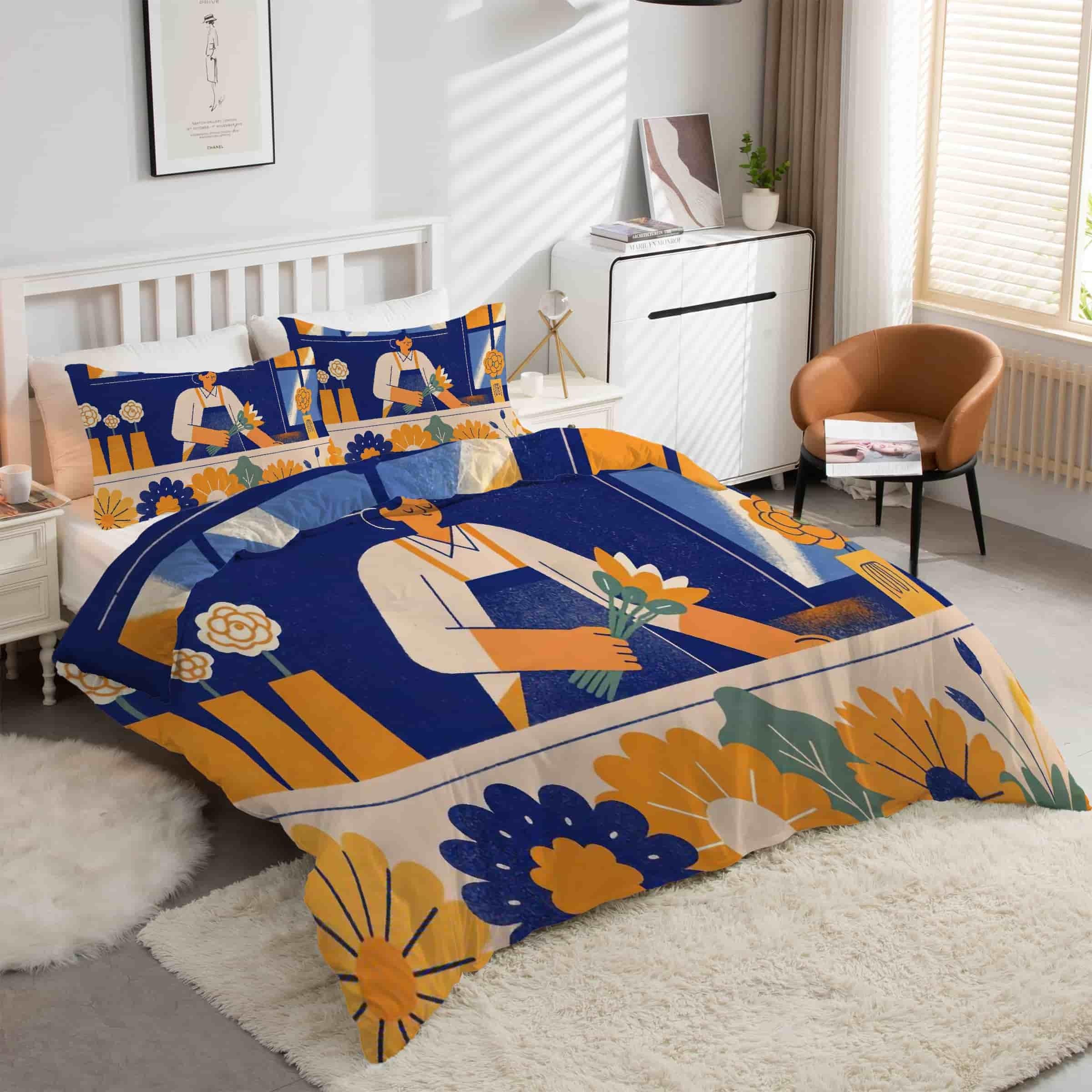 Parure de lit 90x190 fermeture éclair et microfibre douce ensemble housse couette et 2 taies