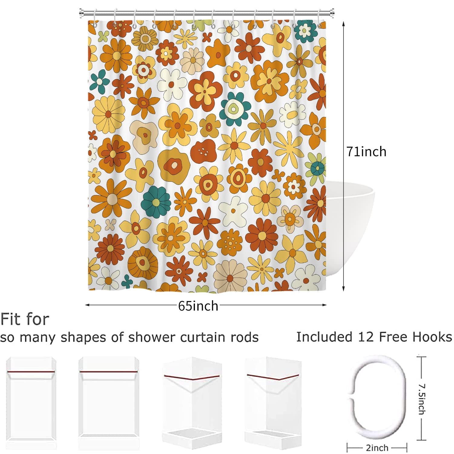 OLLIAR Home Abstract Halverwege de eeuw douchegordijn boho minimalistisch modern zonneboog badgordijn geometrische zwarte lijn stof polyester badkamer decoratie 150 x 180 cm