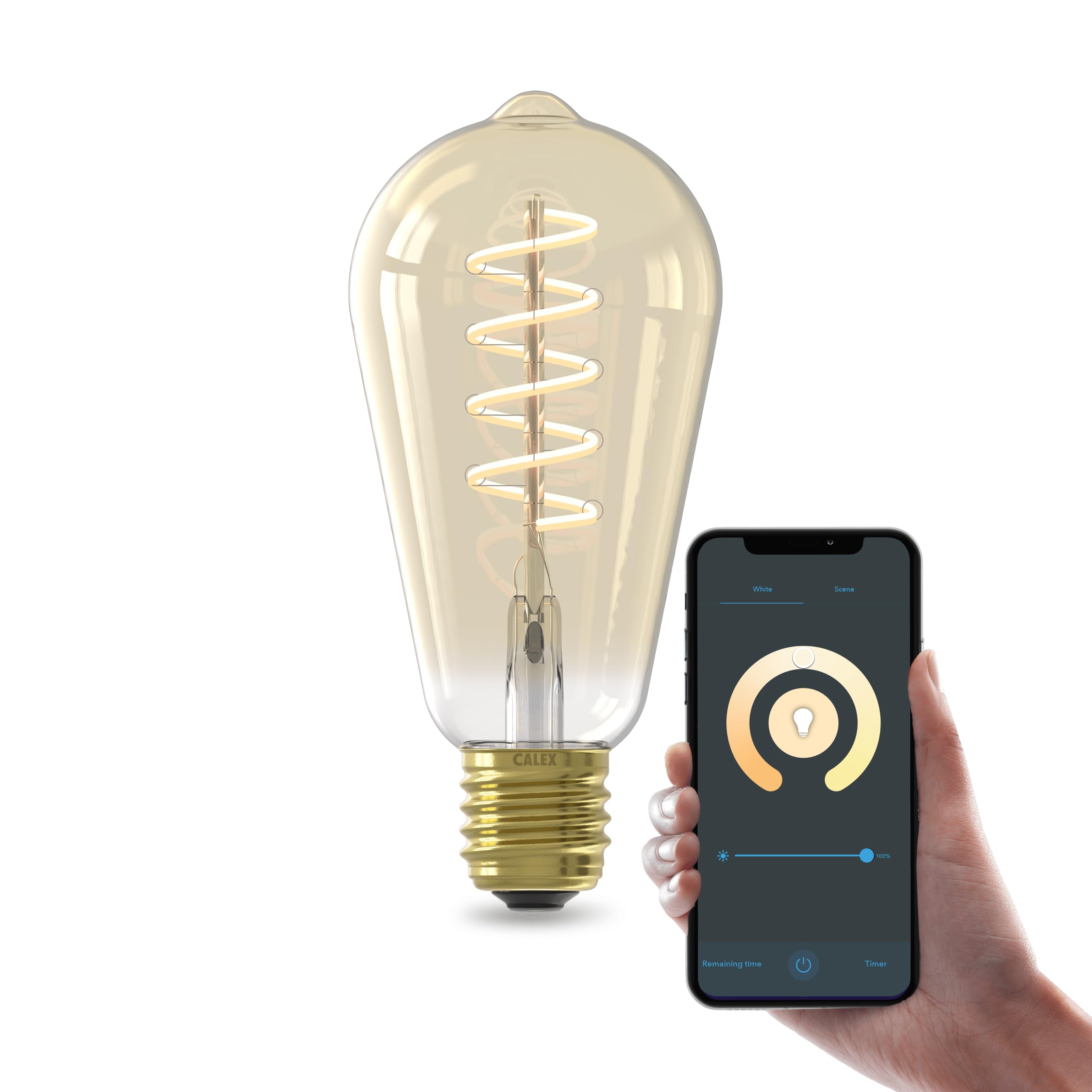 CALEX Lampadina LED Smart, E27, ST64, Filamento Oro, luce calda, Dimmerabile, controllo app Wi-Fi & vocale, Confezione da 3