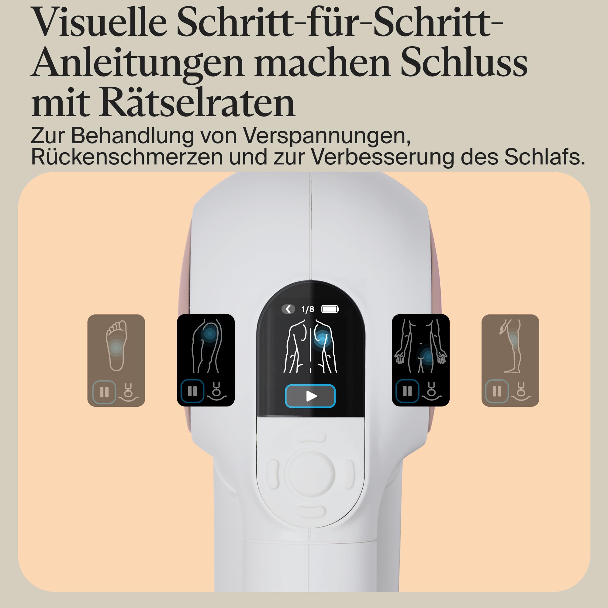 Theragun Sense Percussion Massagepistole – persönliches Tiefengewebe-Massagegerät mit vorinstallierten Atemübungen für Stressabbau-Weiss