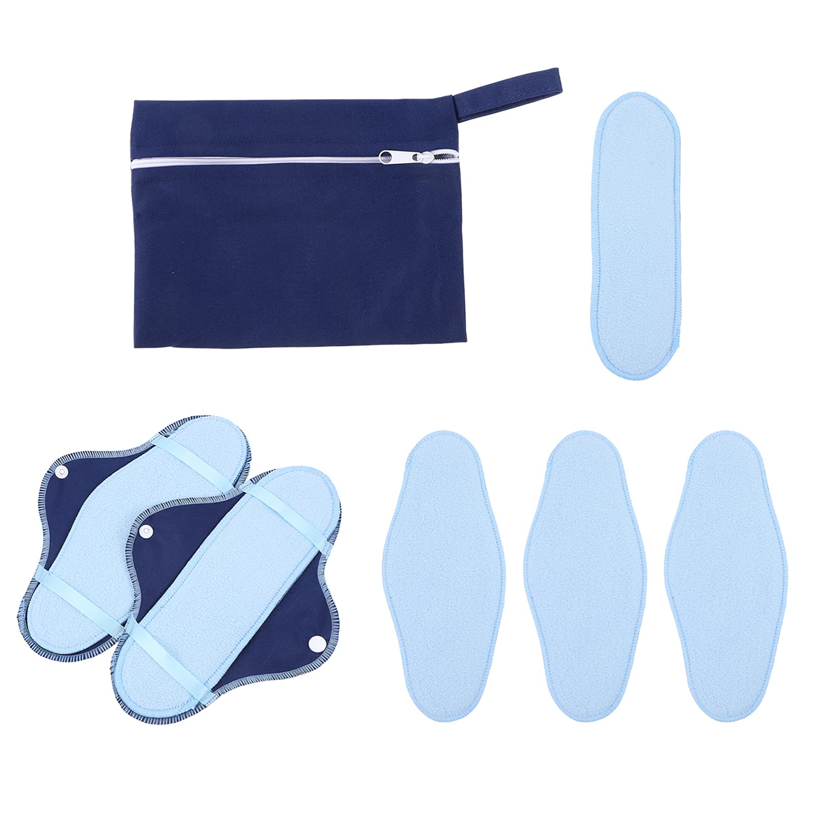 1 Set 8pcs Polar Fleece Sanitary Napkin Panties Fleece Sanitary Pads Period Pads Cloth Pads for Women Reusable Sanitary Pad Panty Liner Menstrual Pad Women Accessories Blue FOMIYES