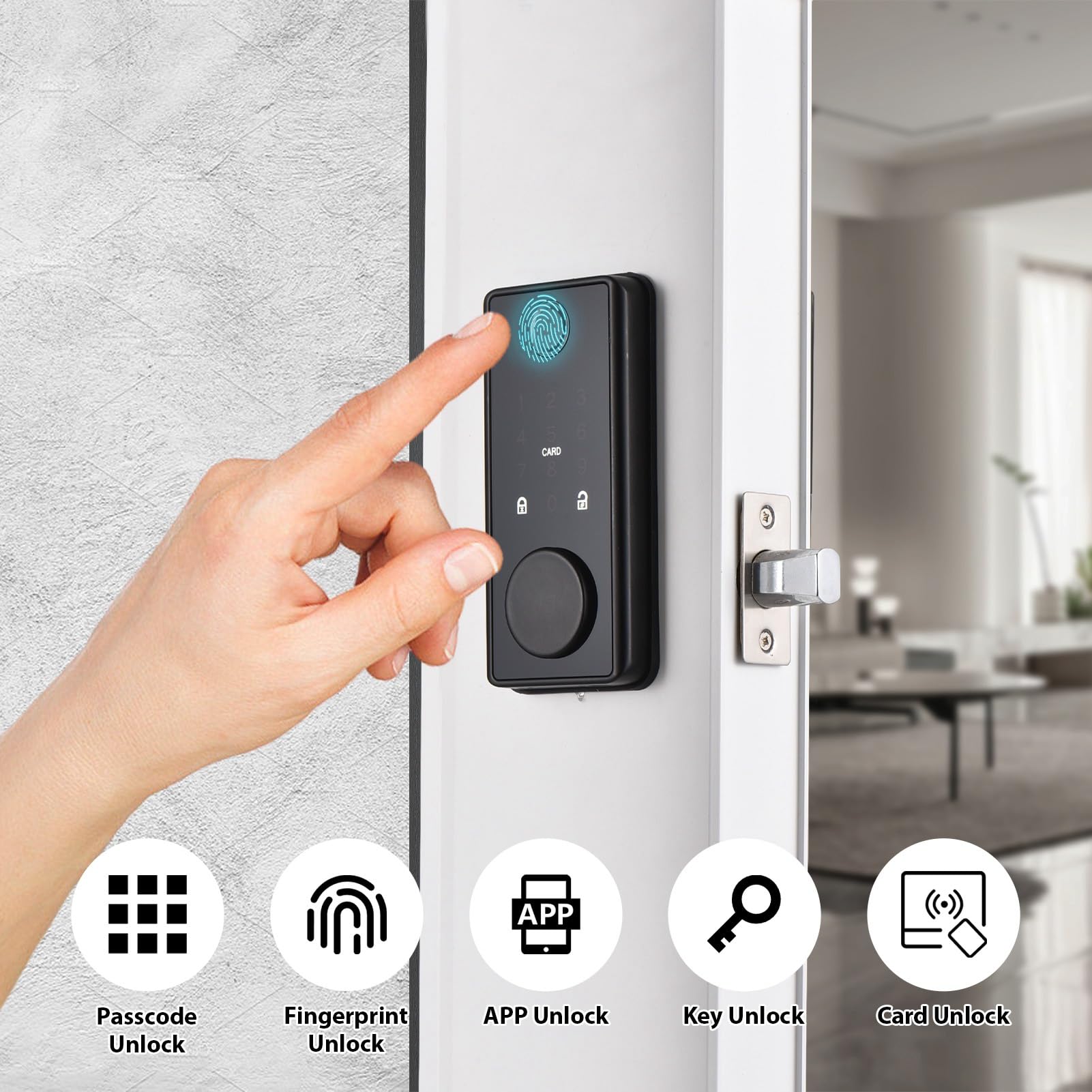 Serratura per Porta di Sicurezza Avanzata Smart Lock con Ingresso Senza Chiave per Camera da Letto di Casa Ufficio Porta Spessore 35-50 Mm, Lega Alluminio