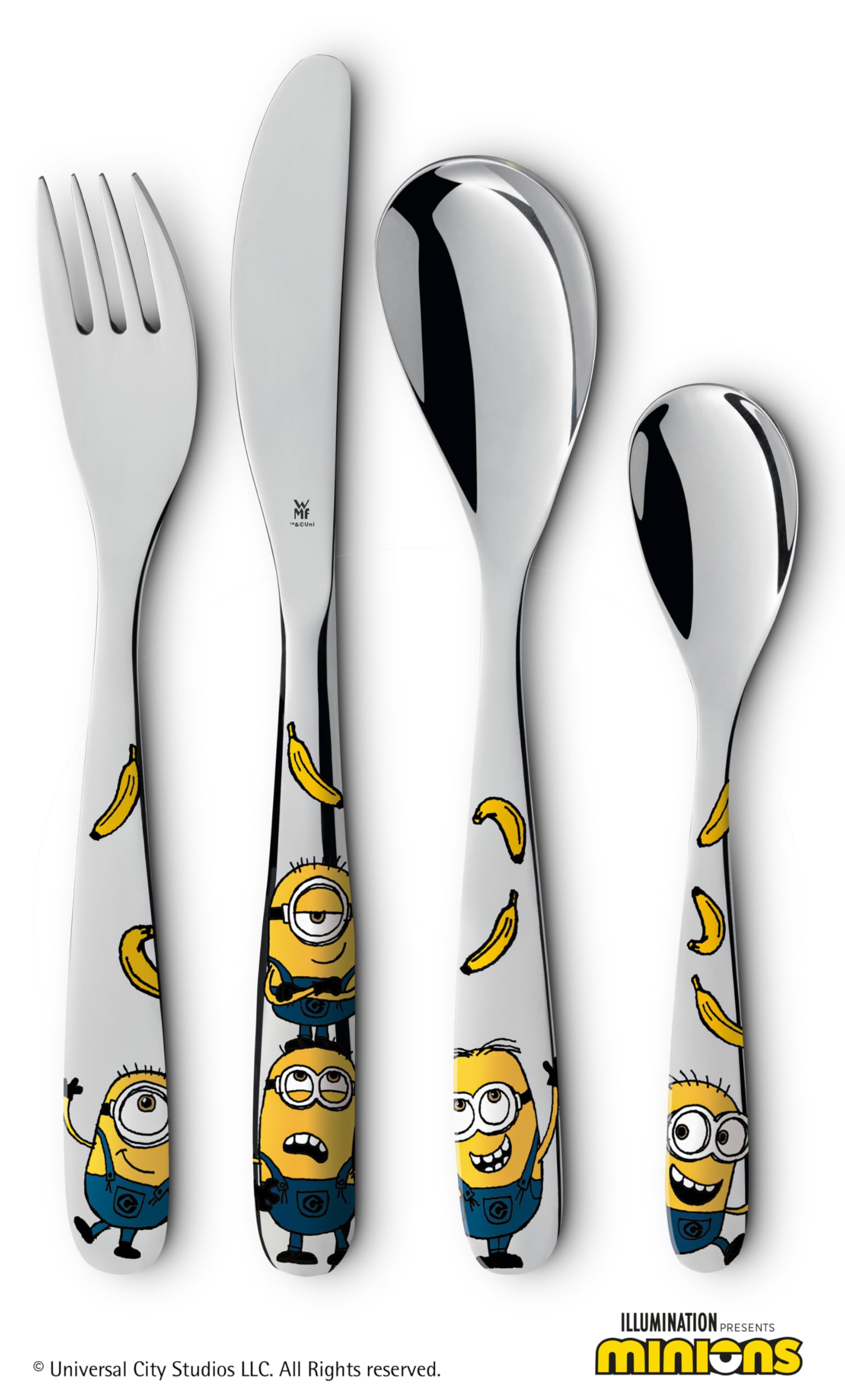 WMF Kinderbesteck & Geschirr Set Minions 6-teilig – personalisiert mit Gravur – für selbstständig essende Kinder ab 3 Jahren – Geschenk zum Geburtstag