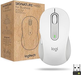 Logitech Signature M650 for Business Wireless Mouse, for Small to Medium Sized Hands, Logi Bolt, Bluetooth, SmartWheel - Off White