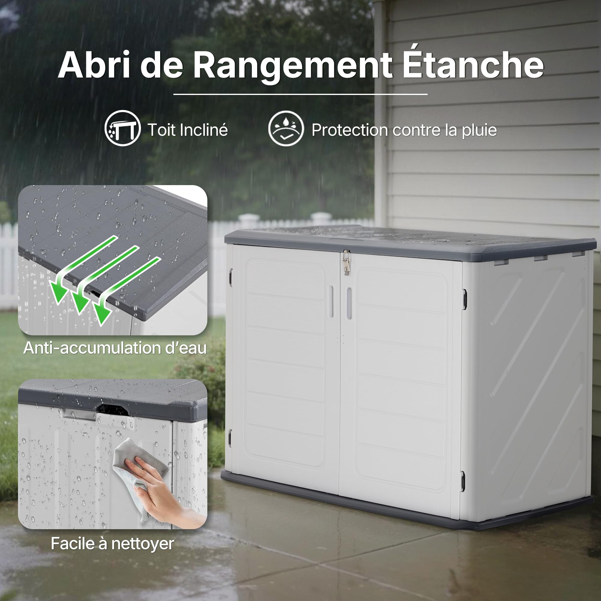 M MACROUT Coffre de Jardin Rangement Extérieur Étanche 700 L avec Étagères