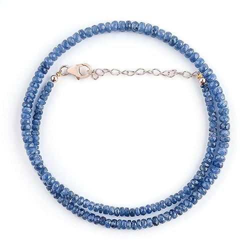 Miniatura 64 de OdrillionGems Natural Blue Sapphire Gemstones Beads Choker Necklace, 925 Sterling Silver, Chakra Healing Crystals, September Birthstones, Handmade