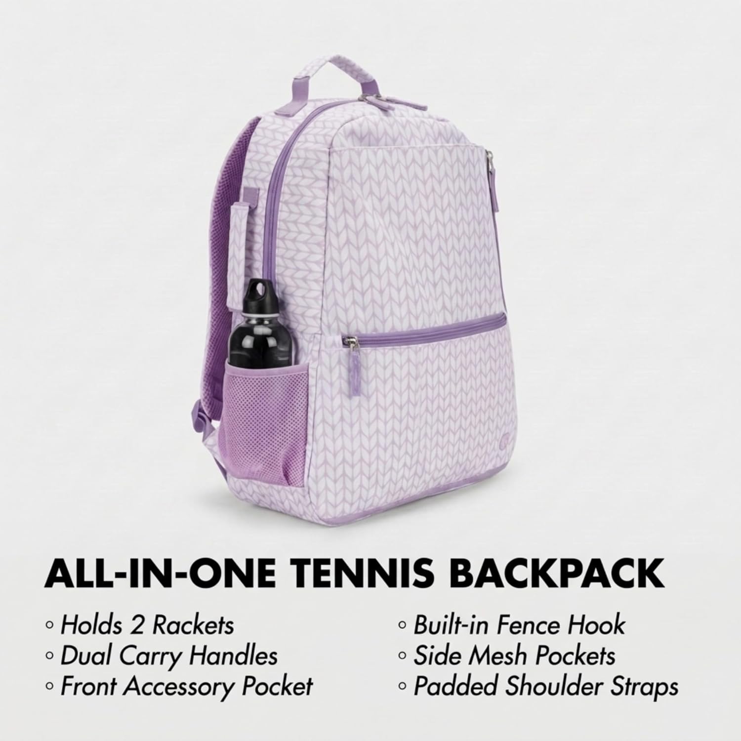 Thorza Tennis Racket Backpack for Women – Lightweight Tennis Bag Stores 2 Rackets, Balls, and Sports Gear – Backpack