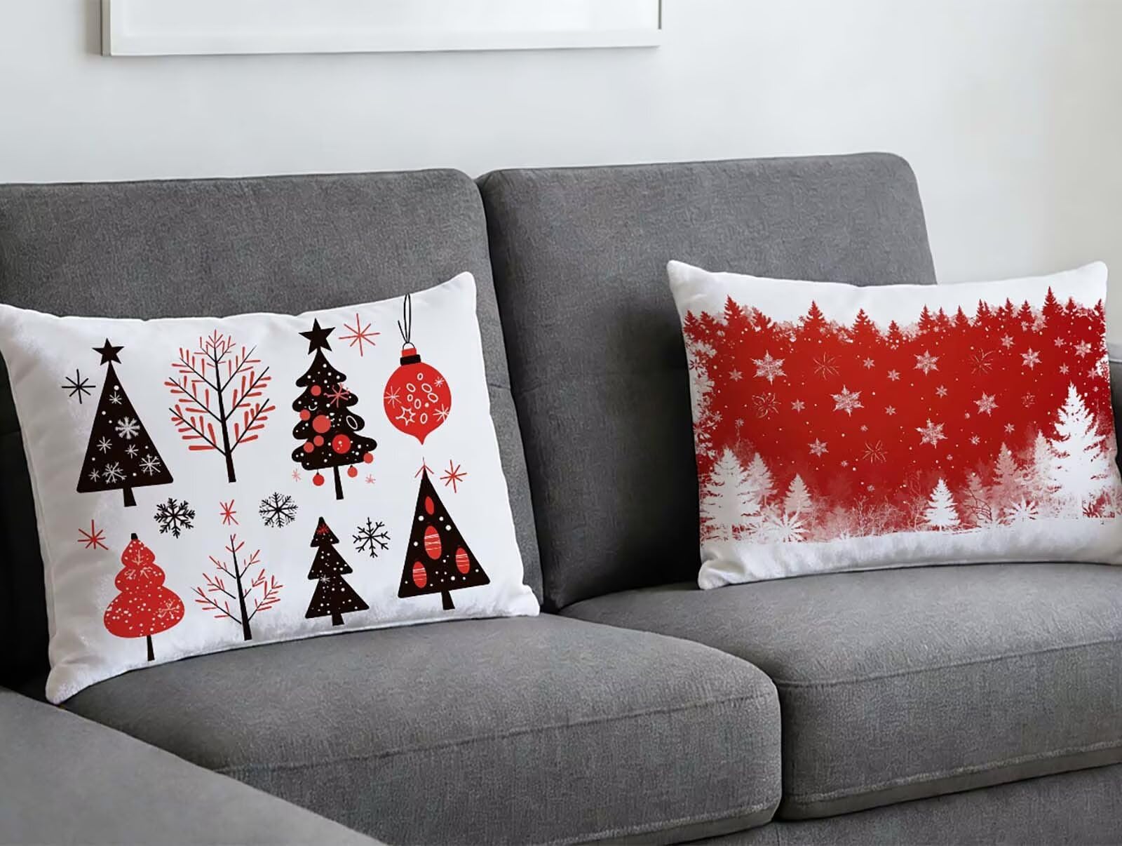 Housse de coussin rouge 40x70 lot de 2 en velours lavable pour rafraîchir votre canapé