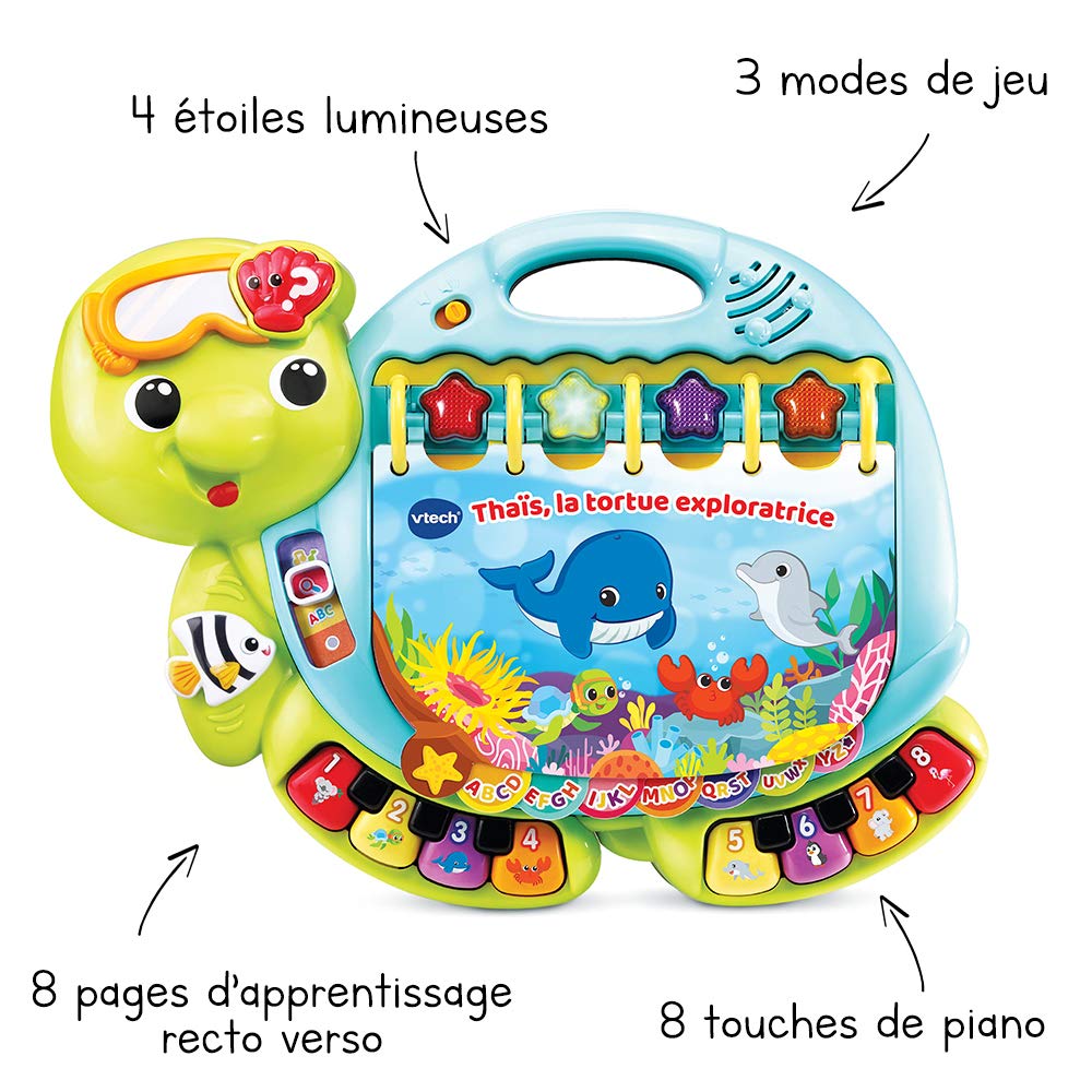 VTech - Mon Super Imagier des Découvertes, Livre Interactif Enfant, Livre Musical Tortue – Contenu en Français