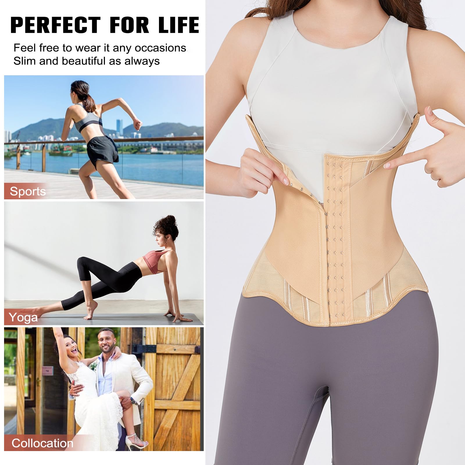 Waist Trainer Donna, Pancera Contenitiva Donna Corsetto Stringivita Fascia Contenitiva Pancia Cintura Post-Parto Cintura Modellante a Forma di U