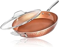 Vista 2 de GOTHAM STEEL Hammered Copper Collection – Sartén antiadherente de 10 pulgadas con tapa, olla multiusos para pasta de 5 cuartos de galón con tapa