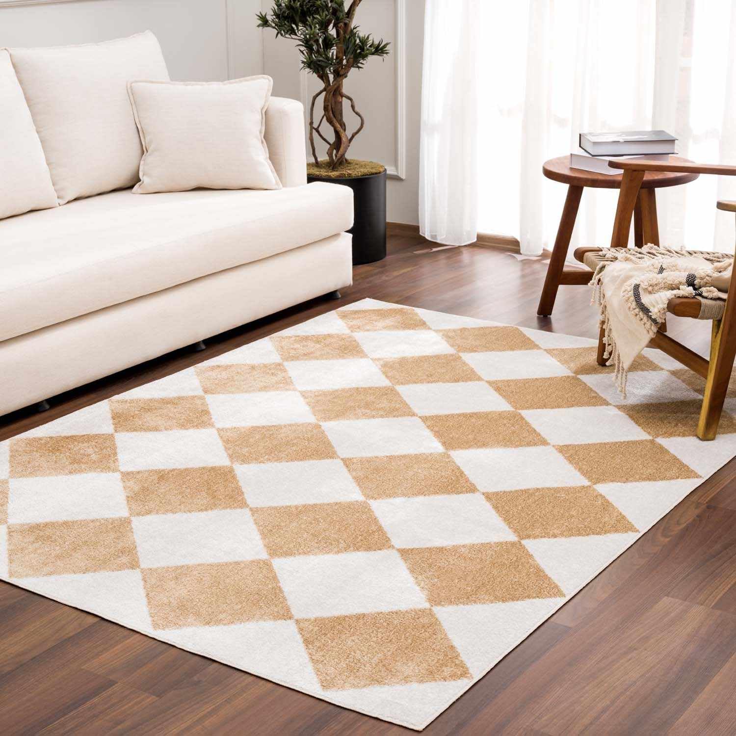 Hauteloom Ulric Modern Geometric Diamond Area Rug for Living Room, Bedroom - Machine Washable Area Rug - Stain Resistant - Pet Friendly - Medium Pile
