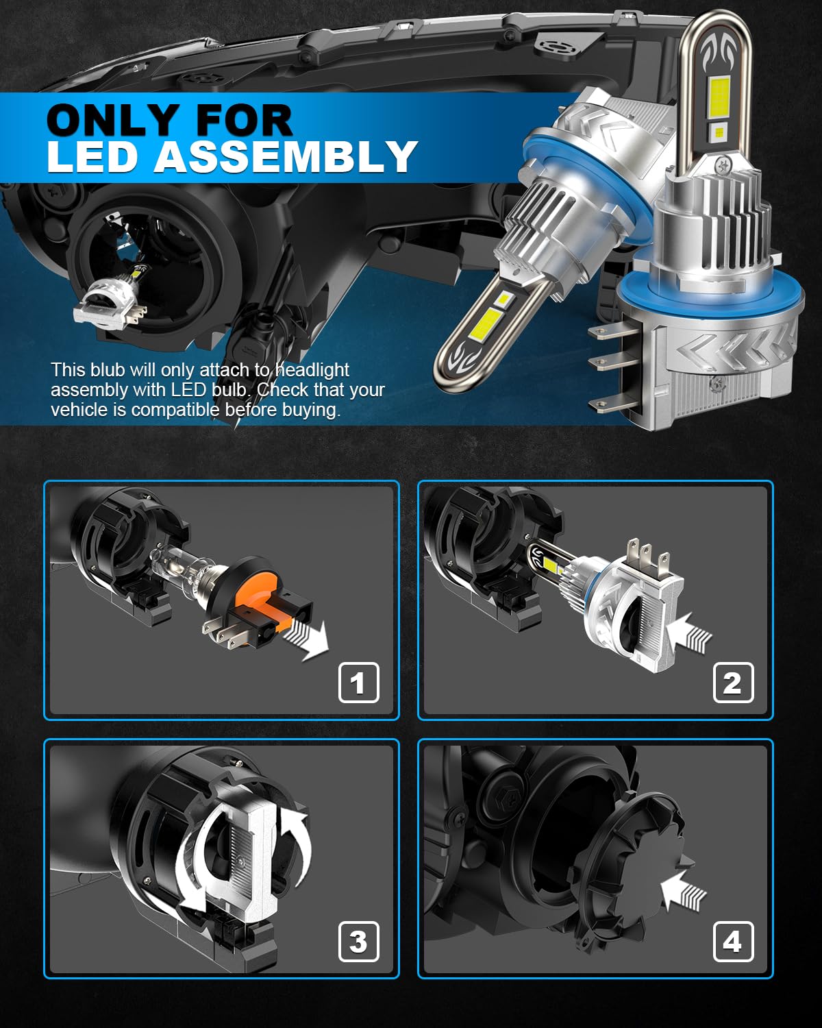 LED H15 Lampadina, 38000lm 160W Sostituzione Kit Luci LED, Plug and Play Dimensione 1:1 Faro 6500K Bianco Abbagliante e Anabbagliante per Auto 12V
