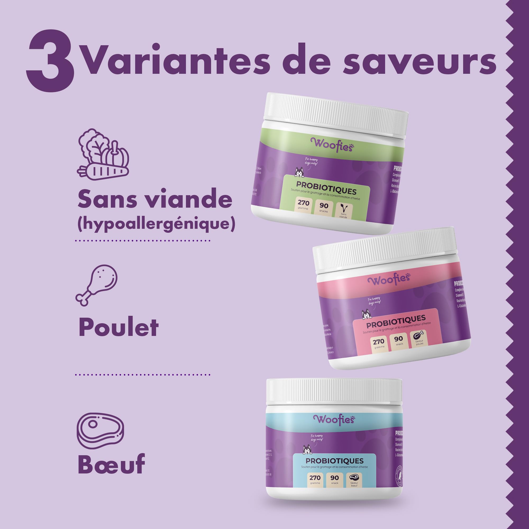 Friandises Probiotique Flore Intestinale pour Chiens – 90 Pièces Hypoallergéniques – Renforce la Flore intestinale, favorise la Digestion et Le système immunitaire – 100% Naturelles - Saveur Poulet
