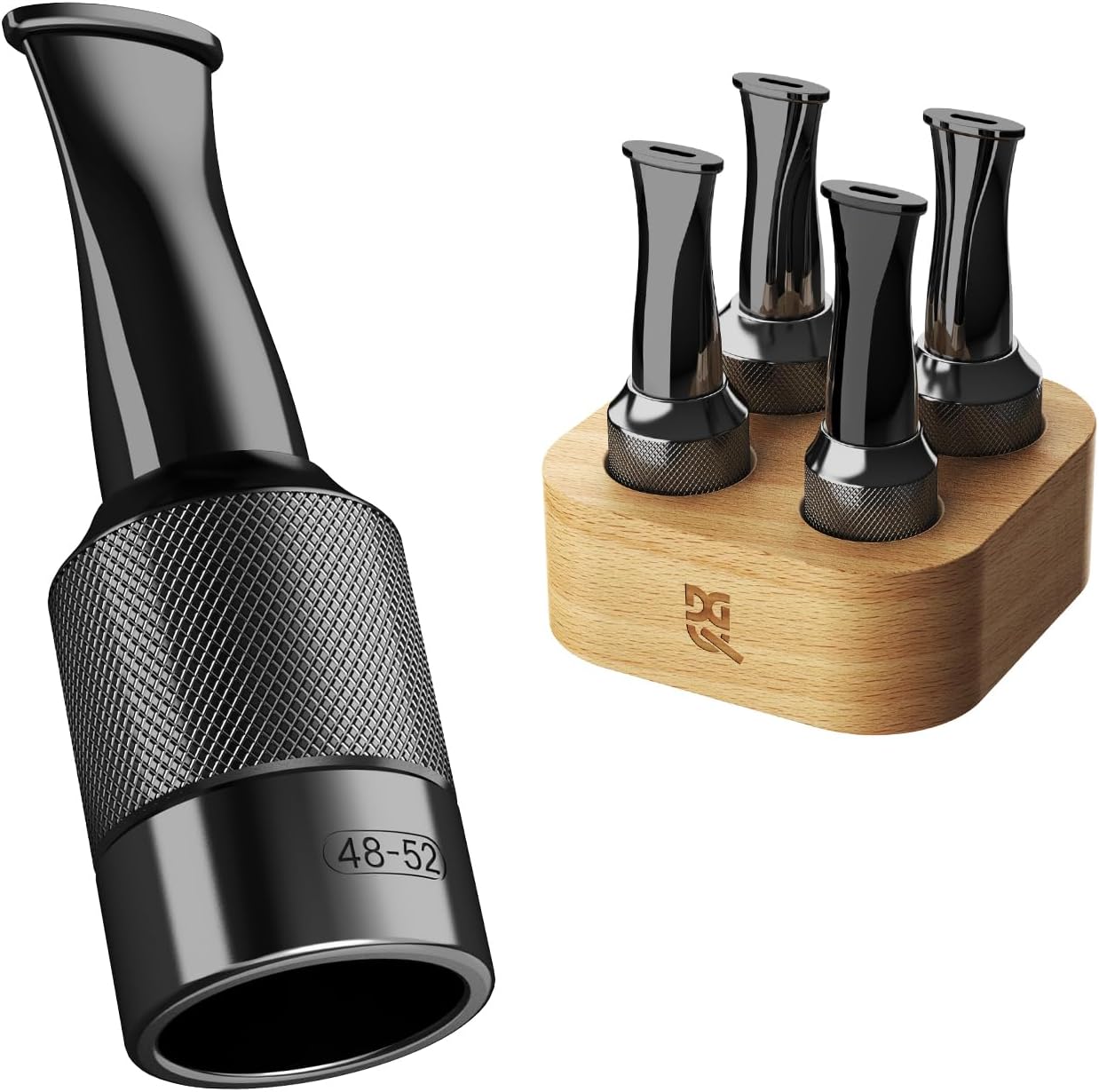 Cigar Holder & Mouthpiece Tips Set (36–58 Ring Gauge) – Reusable Metal & Resin Cigar Mouthpiece with Beech Wood Storage Base, Smooth Draw, Cigar Accessories Gift for Men and Women