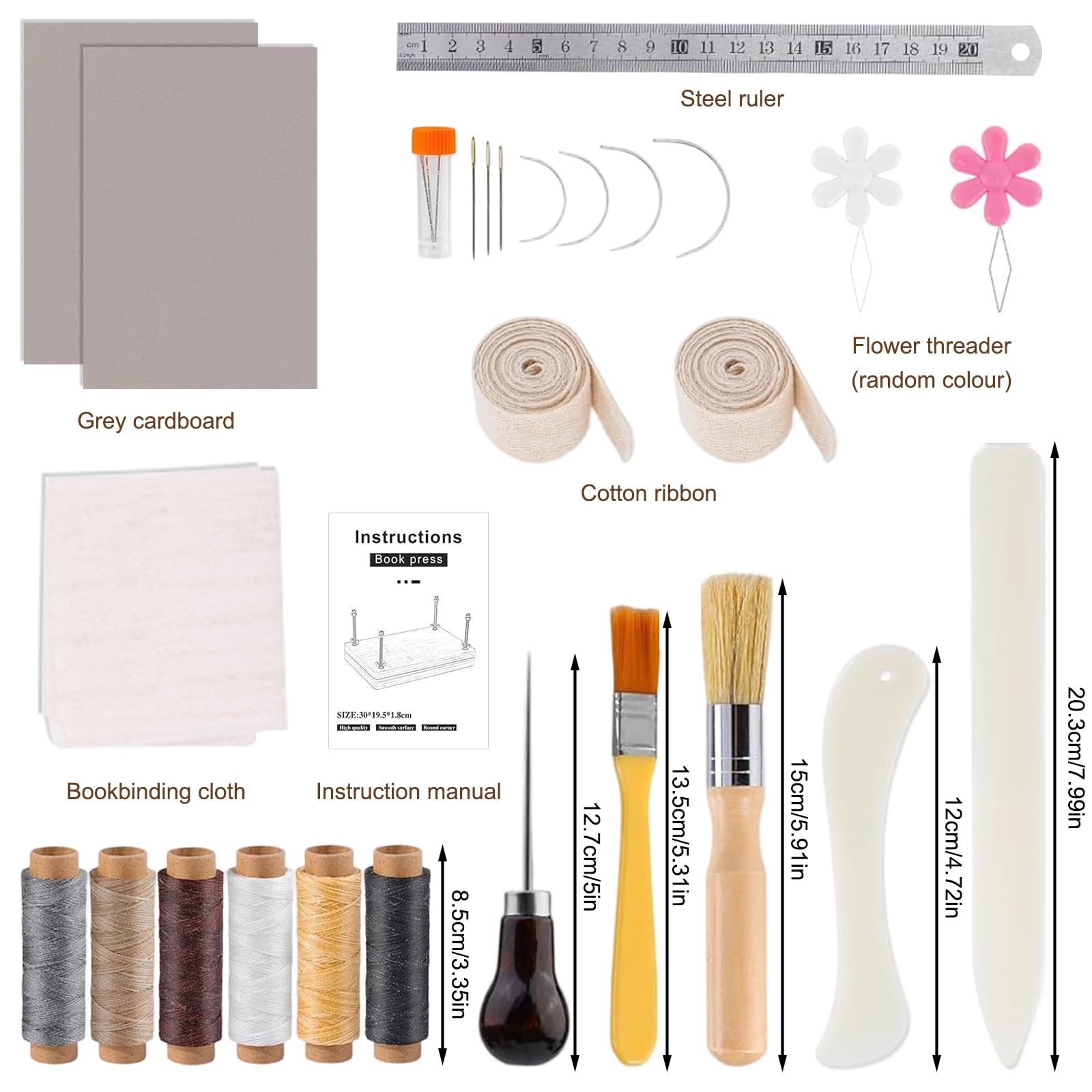 Kit de reliure de livres - Avec presse à livres de 30 x 19,2 cm - Toile de reliure - Tissu de réparation de livres - Jambes pliées pour réparer les vieux livres