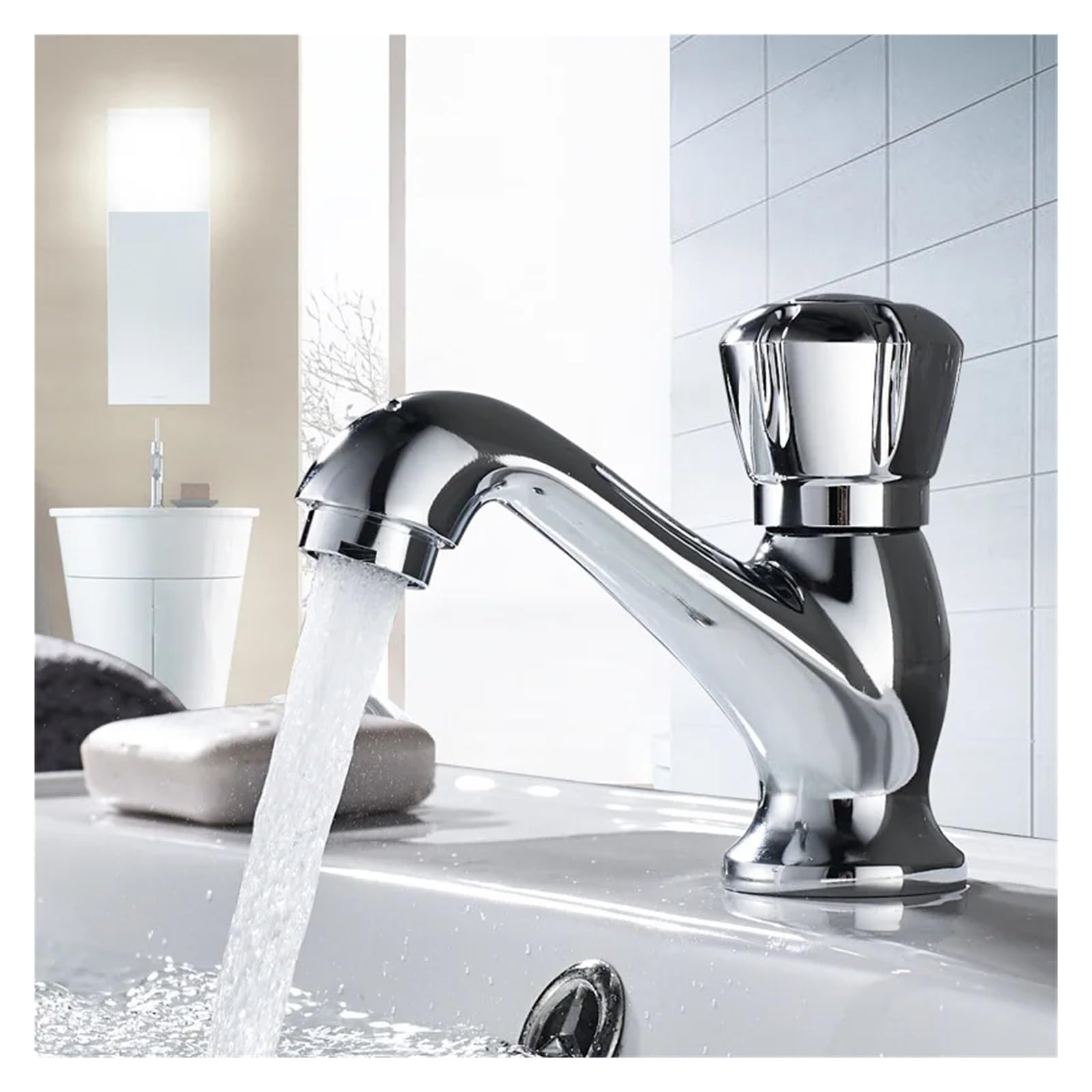 Robinet de lavabo monotrou en laiton chromé pour salle de bain