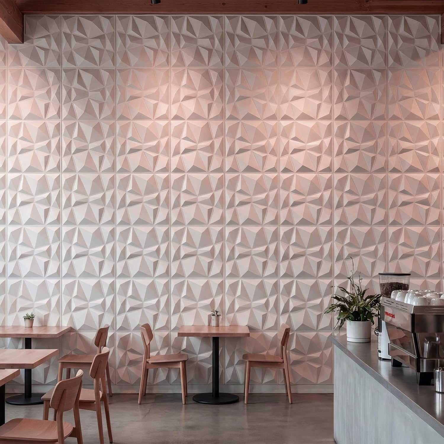 3D Wall Panel Diamond for Interior Wall Decor,Waterproof, Heat Resistant PVC Wall Panel 11.8''x11.8'' Diamond Accent Panels for Living Gaming Room, Bedroom, Office, 25 Pack (BS-2144-White)