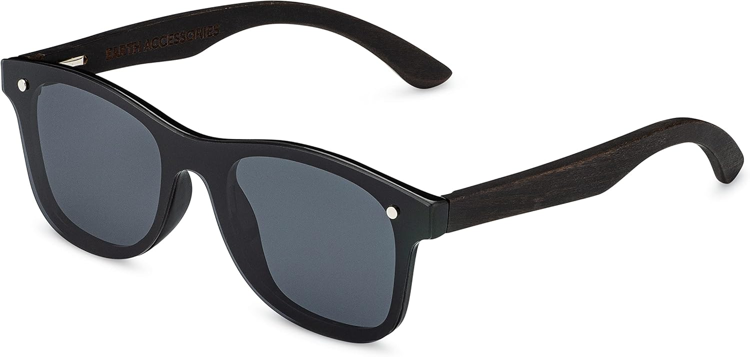 Earth Accessories Premium Wood Sunglasses | Polarized & UV Protection | Flat, One-Piece, Mirrored Lens | Eco-Friendly