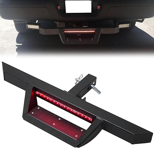 ECOTRIC Escalón Universal de Enganche con Luz de Freno LED para Camioneta Pickup SUV Remolque con Receptor de 2 Pulgadas, Barra Trasera de