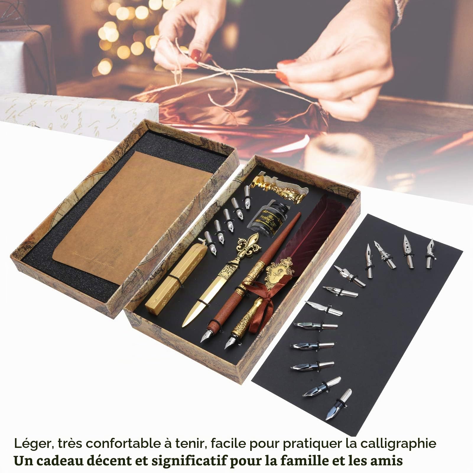 Kit de calligraphie pour stylo plume vintage avec 12 plumes fantaisie et 5 plumes d'art pour écrire la collection d'artisanat de dessin(#1) Stylo plume School Supplies School Supplies