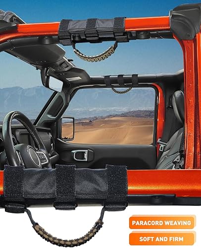 Miniatura 2 de Savadicar Paquete de 2 asas de agarre compatibles con Jeep Wrangler CJ YJ TJ JK JKU JL JLU 4XE y Gladiator JT, soporte de asistencia de mango