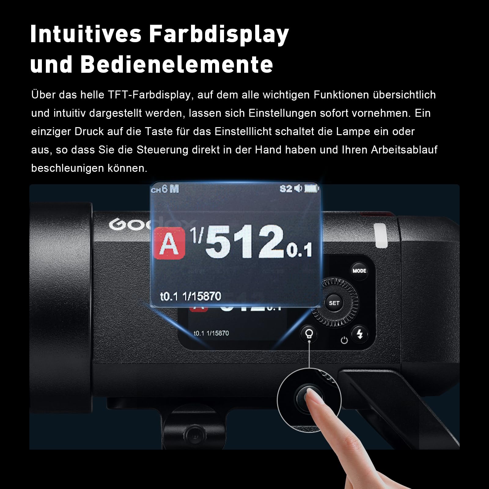 Godox AD400ProII 400Ws Blitzgerät für Fotografie AD400Pro II Outdoor Blitz | AD400 PRO II Blitz TTL GN72 HSS 1/8000s,0.01–1s Ladezeit,2.4G Wireless X mit 30W Bi-Color LED-Einstelllicht,2600mAh Batterie
